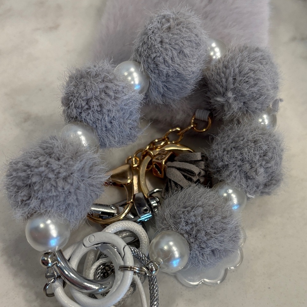 Gray and Silver Bag Charms Keychain Accessory - Picture 6 of 8